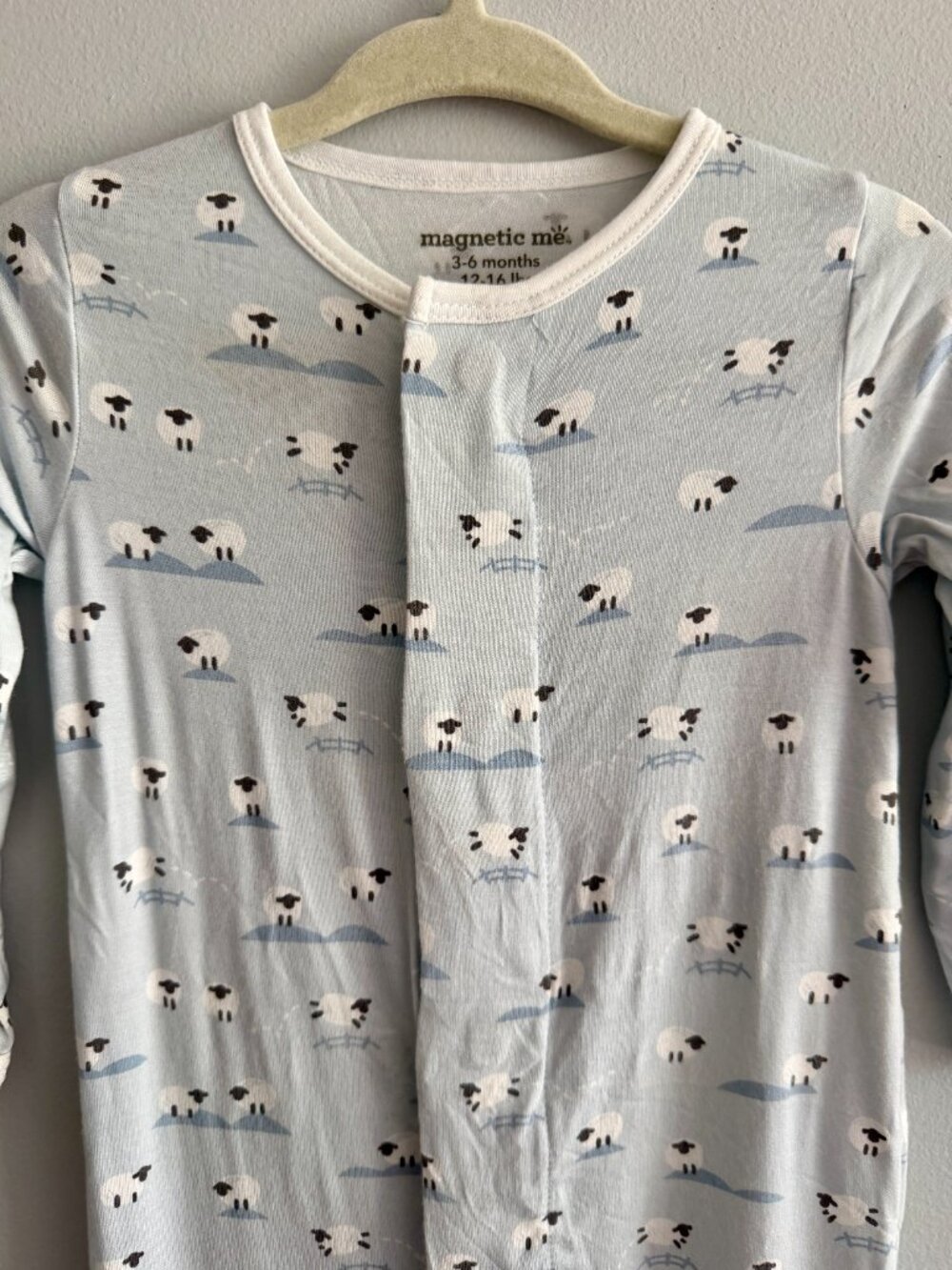 Magnetic Me Baa Baa Baby Blue Modal Magnetic Romper 3–6M - Picture 3 of 5